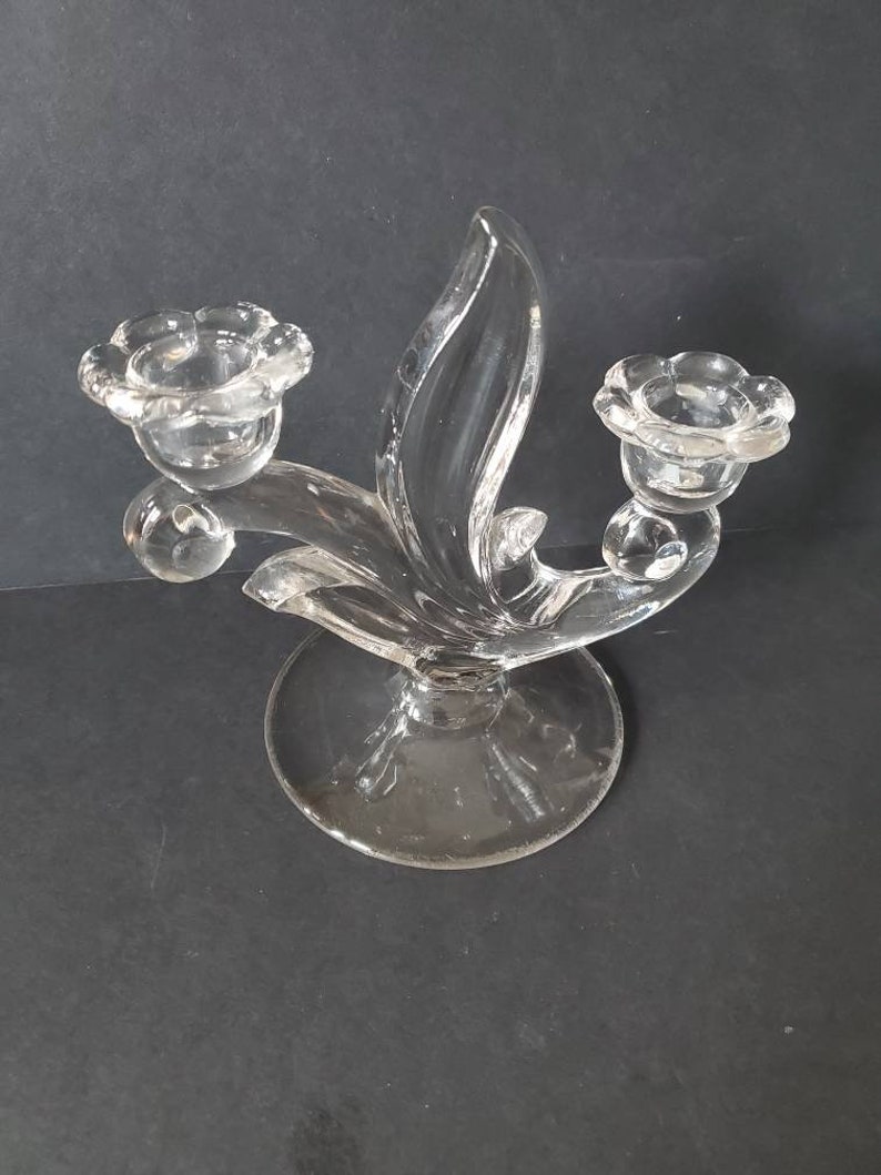 Farber Brother/'s Glass Double Candlestick Holder