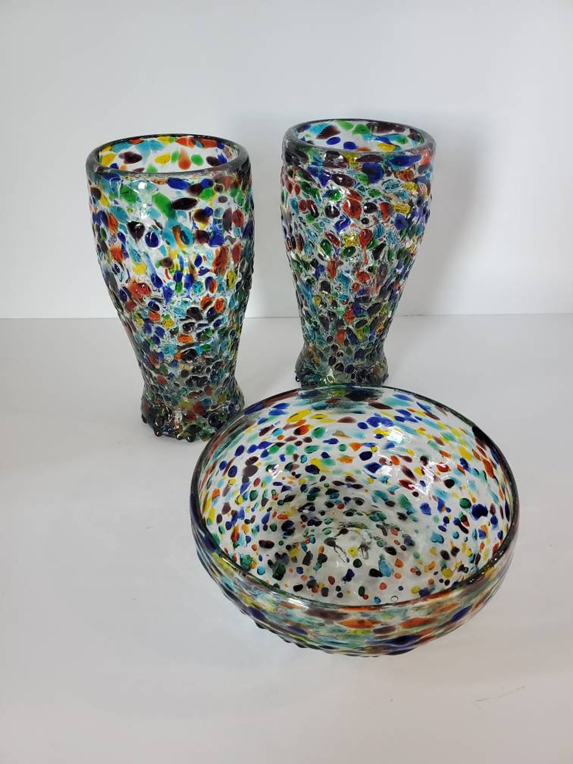 Mexican Confetti Hand Blown Glassware Etsy