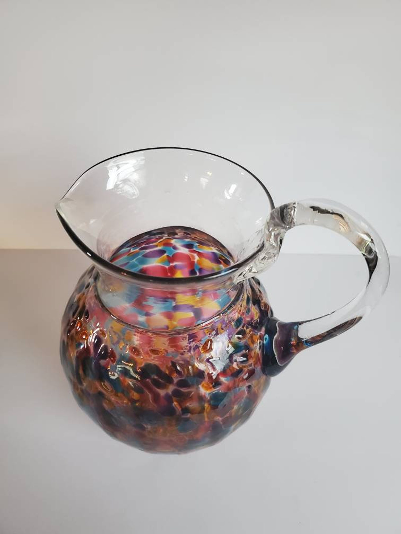 Wimberley Glass Works Multi Color Blown Glass Pitcher Etsy