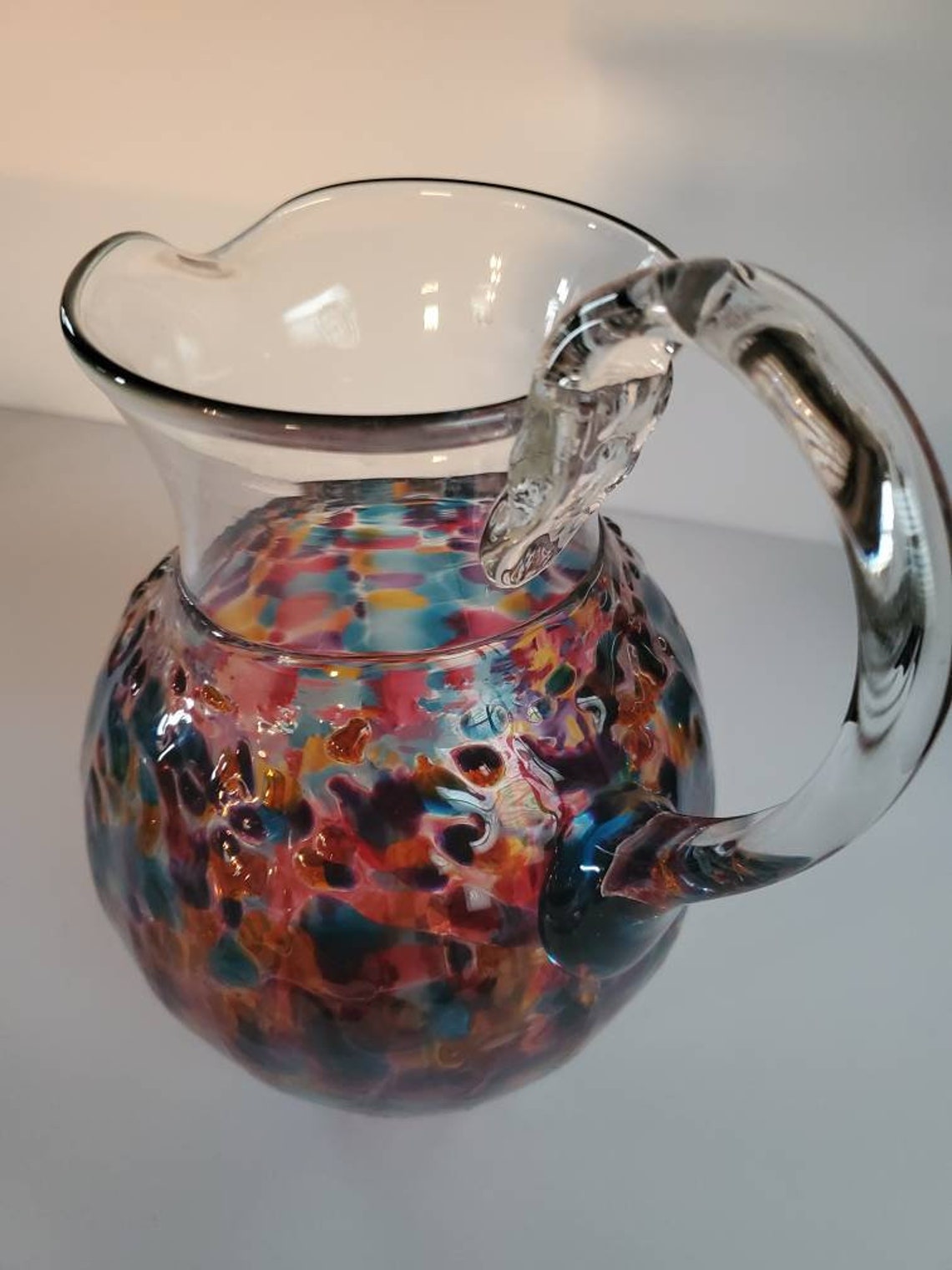 Wimberley Glass Works Multi Color Blown Glass Pitcher Etsy