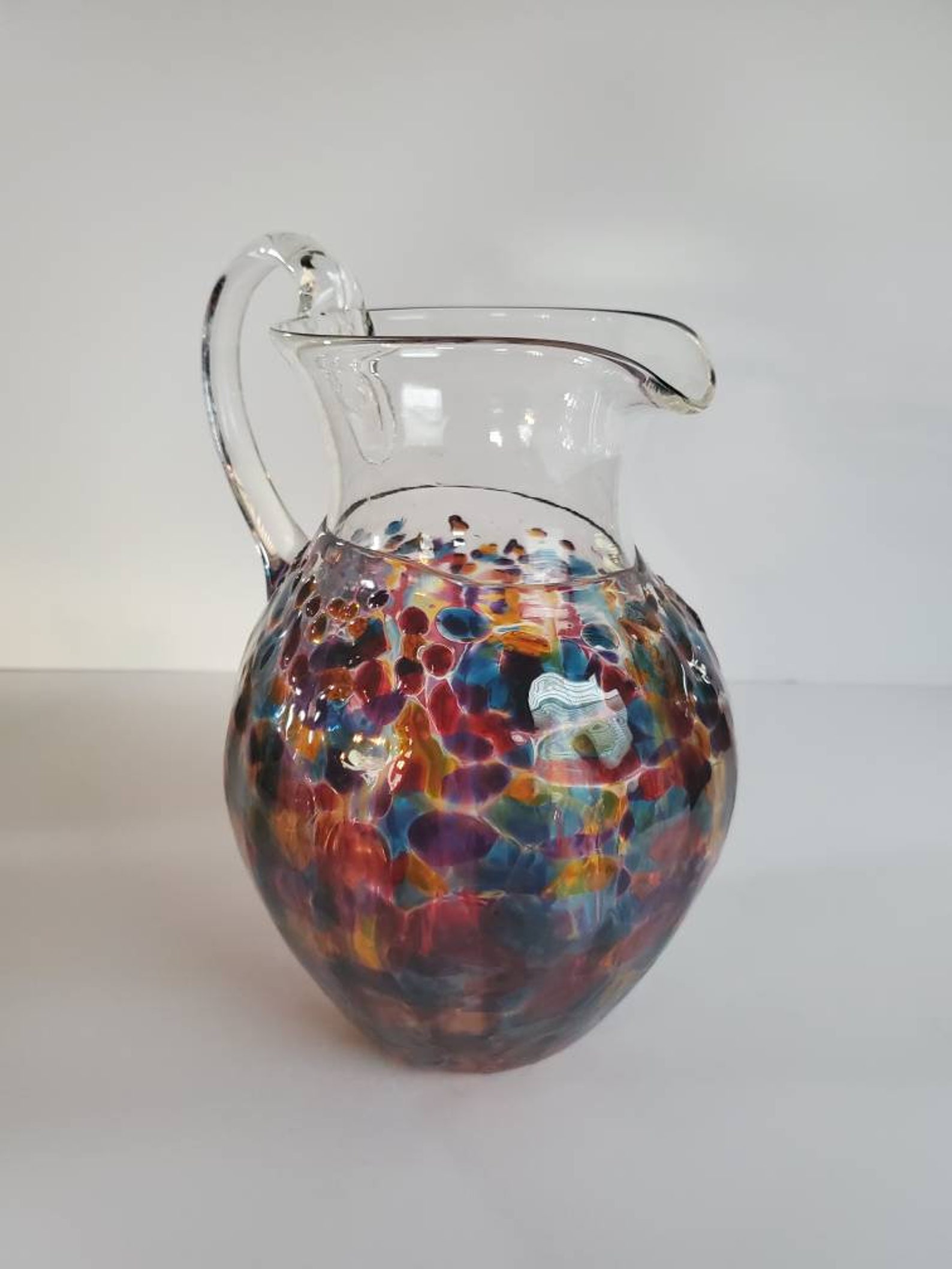 Wimberley Glass Works Multi Color Blown Glass Pitcher Etsy
