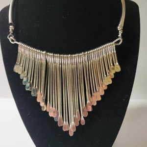 Silver Color Metal Statement Piece Necklace