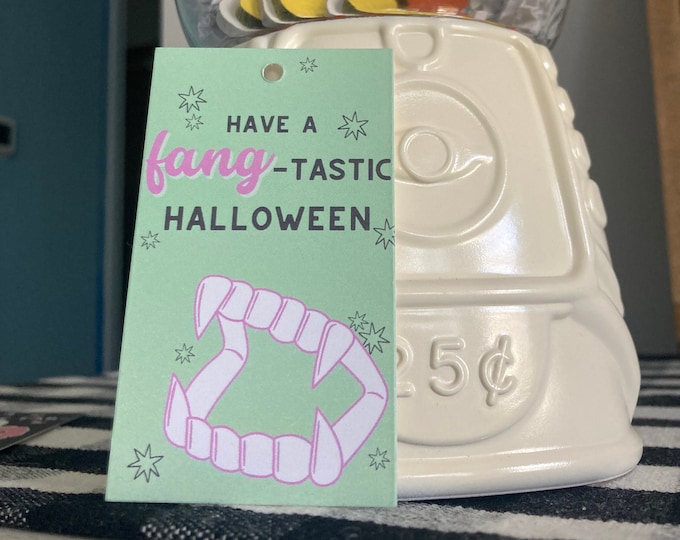 Featured listing image: Halloween Tag | Fang-tastic Halloween | Halloween Party Tag | Favor Tag Set of 5