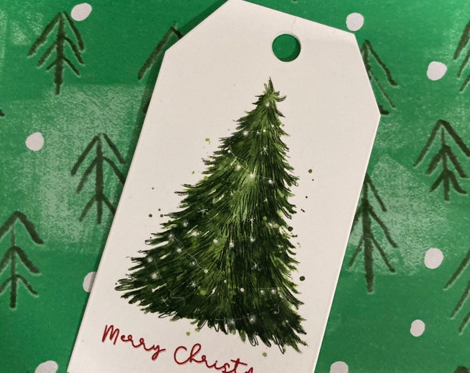 Featured listing image: Christmas Tree Gift Tag | Cardstock Holiday Present Label