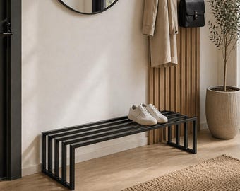 Metal Shoe Rack, Modern Industrial Entryway Storage Shelf