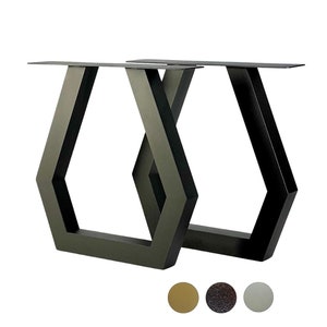 Industrial Style Steel Metal Table Legs - Dining Table Base for Rectangle or Oval Table Top - Heavy Duty Kitchen&Dining Table Legs -SET of 2