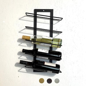 Industrial Wine Bottle Holder, Wall Mount Wine Rack, Black Steel Wine Storage, Modern Wall Wine Rack, Metal Wine Holder, Home Wine Organizer