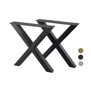 Metal X-Frame Base Powder Coated, Heavy Duty Steel Table Legs, Sturdy Farmhouse Legs for Dining, Kitchen Tables & Desks,Modern DIY Furniture