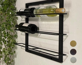 Wall Mounted Metal Wine Rack – Modern Vertical Wine Storage – Minimal ...