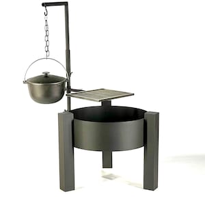 Heavy Duty Fire Pit Bowl with Accessories | Modern Steel Legs | Termo Powder Coated Outdoor Fire Pit | 23.62&quot; Diameter Patio Heater