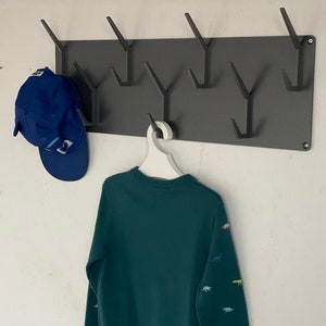 Wall Mounted Industrial Coat Rack – Powder Coated Steel with Metal Hooks for Hats & Coats