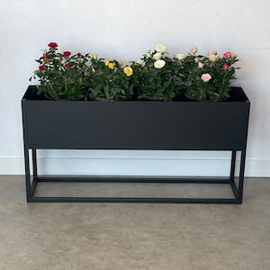Moderne stalen plantenbak | Gepoedercoate plantenbak voor binnen en buiten | Metalen bloempot voor terras, terras, balkon, tuindecoratie