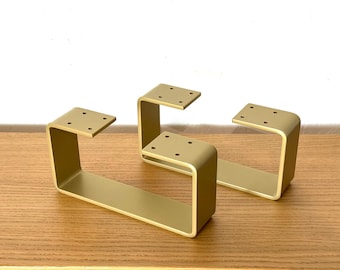 Steel Furniture Legs Set, Industrial Metal Table Base for TV Stand, Console or Bench, Heavy Duty Powder-Coated Legs