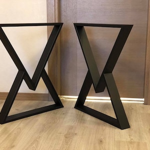 SET of 2 DIAMOND SHAPE table legs, Industrial style table legs, Steel table legs, Metal table legs, Dining table legs,Kitchen table/ W 60 cm