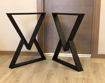 SET of 2 DIAMOND SHAPE table legs, Industrial style table legs, Steel table legs, Metal table legs, Dining table legs,Kitchen table/ W 60 cm
