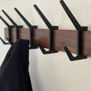 Wooden COAT & HAT Rack, Wooden Rack With Removable Hooks, Stylish ...