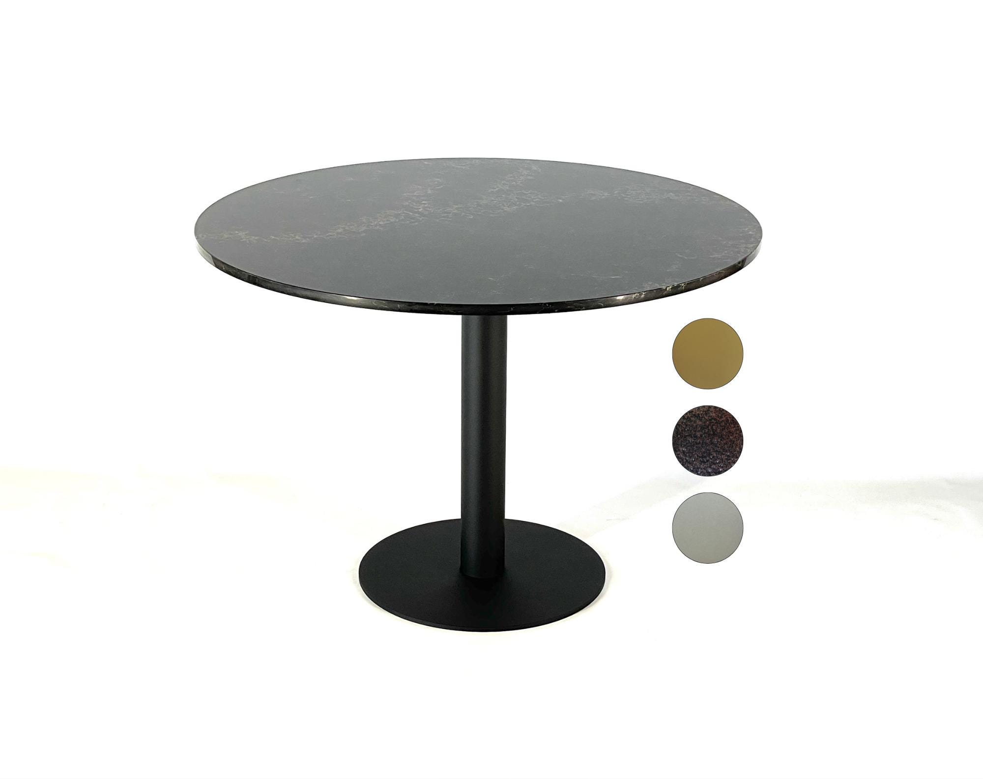 Powder coated steel pedestal table, round table base metal tulip style, black metal dining table leg steel, bistro table base metal modern