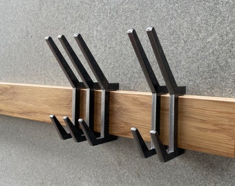 Entryway hanger industrial, metal heavy duty steel sliding hooks for farmhouse mudroom furniture, hall coat hooks