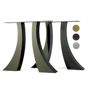 Trestle Dining Table Legs, Black Metal Powder Coated Steel Base for Oval or Rectangle Tops, Metal Pipe Legs For DIY Furniture, Iron Base
