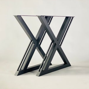 Modern X-Style Dining Table Legs – Industrial Metal Table Base – Heavy Duty Powder Coated Steel Frame – Kitchen & Dining Table Legs