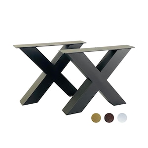 Set of 2 X-Type Steel Coffee Table & Bench Legs | Modern Industrial Metal Base |Heavy Duty Farmhouse Furniture Frame |Durable DIY Table Legs