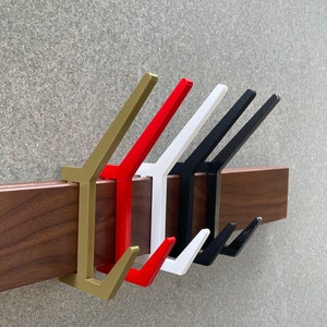 Black metal sliding hooks industrial wall mount entryway, hanging clothing hat rack hallway, hall and mudroom furniture, coat rack wall