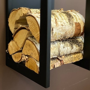 ELEGANT WALL FIREWOOD rack with wall protector/ metal plate