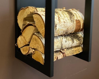 ELEGANT WALL FIREWOOD rack with wall protector/ metal plate