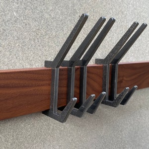 Sliding hooks entryway black metal industrial wall mount, hanging clothing hat rack hallway, hall and mudroom furniture, hall coat hooks