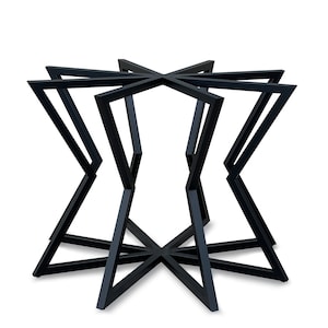 Extra Large Dining Table Base – Metal Frame for Round or Square Top – Glass Top Table Leg – Powder Coated Rustic Industrial Base
