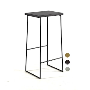 Scandinavian Metal Bar Stool – Industrial Steel & Wood Counter Stool, Rustic Breakfast Chair, Modern Kitchen Seating, Cafe Bar Height Stool