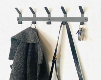 Industrial style steel wall mounted coat & hat rack covered with powder coating