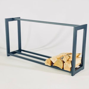 Elegant Flat Firewood Rack – Horizontal Log Holder – Sleek Modern Firewood Organizer –Floor Wood Storage for Fireplace or Indoor/Outdoor Use