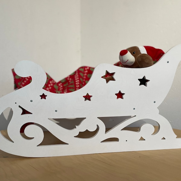 Trineo de Papá Noel para accesorios de fotografía, accesorios de trineo de madera, trineo, foto de invierno, foto de Navidad, foto de familia, decoración navideña/ BLANCO