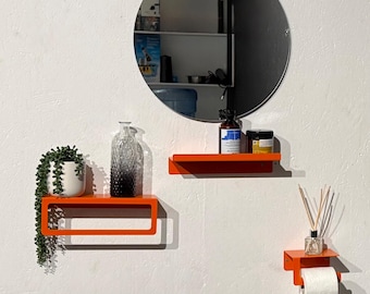 Steel Wall Mounted Bathroom Shelf with Towel Bar & TP Holder