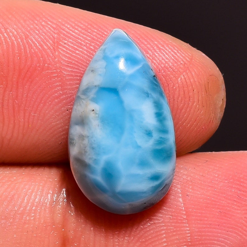 1 Pieces Natural Larimar Pear Shape Larimar Cabochon Loose Gemstone Larimar Rings Sky Blue Larimar Cabs Natural Larimar Gemstone Jewelry