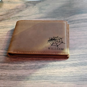 Personalized Leather Mens Wallet,Gift for Anniversary, Graduation, Dad, Boyfriend, Him, Husband, Engraved Genuine Leather Custom Wallet