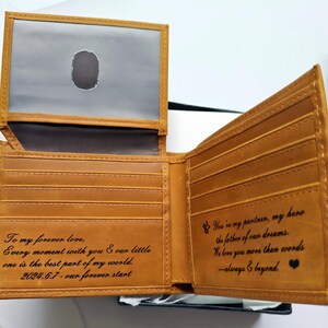 Personalized Birthday Gift for Him, Photo engraved Genuine Leather Custom Wallet, Anniversary Gift For Him,travel RFID Wallet,Birthday