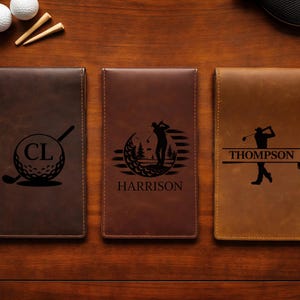 Leather Golf Scorecard Holder with Custom Engraving, Personalized Golf Card Case, Gift for Golfer, Golf Club Accessory,Custom Logo Available