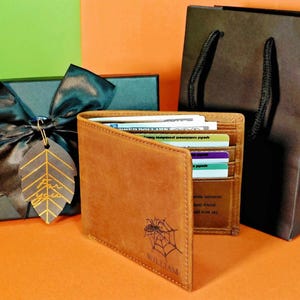 Customized Multifunctional Short - style Genuine Leather Wallet,Gift for Anniversary, Graduation, Dad, Boyfriend, Him, Husband, Father