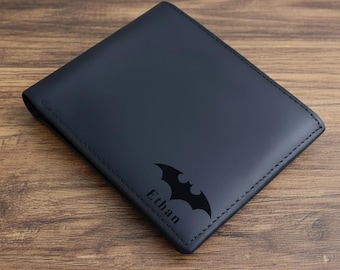 Personalized Premium Leather RFID Wallet, Engraved Gift For Man, Him, Dad, Son, Husband, Bat, Boyfriend, Bifold Wallet,Christmas Gift