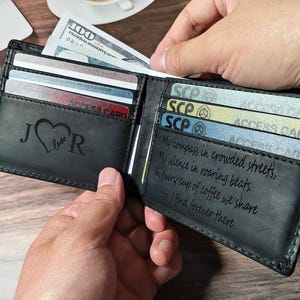 Personalisiertes Leder Herren Portemonnaie, Geschenk zum Jahrestag, Abschluss, Papa, Freund, Ihn, Ehemann, Vater, Handschrift graviertes individuelles Portemonnaie
