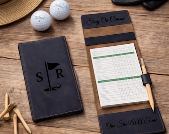 Golf-Scorekartenetui aus Leder mit individueller Gravur, personalisiertes Golfkartenetui, Geschenk für Golfer, Golfschlägerzubehör, individuelles Logo erhältlich