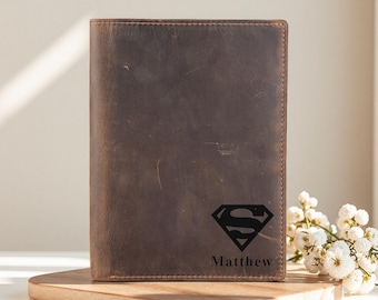 Personalized Passport Holder ,Custom Passport Wallet,Premium Leather Travel Wallet For Him,Man,Custom Logo,Superman,Anniversary Gift