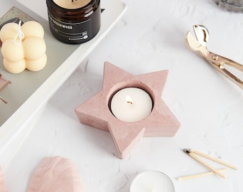 Star shaped concrete tea light holder, star candle, concrete tea light holder, new home gift, multiple concrete colours