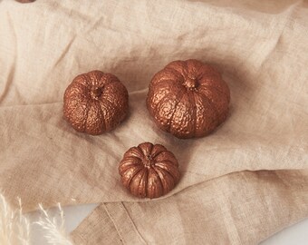 Concrete Pumpkins, perfect for an autumn pumpkin display, available in 3 sizes and multiple colours