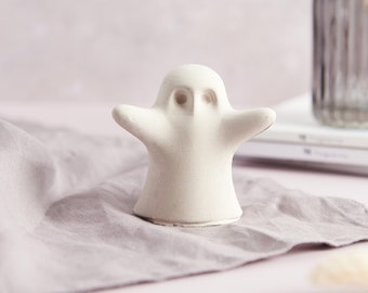 3d Concrete ghost figure, great fall or Halloween decor, Autumn decor, cute ghost figure