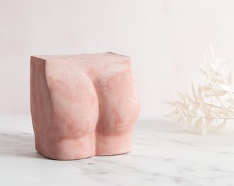 Butt sculpture, cheeky 3d butt sculpture cast in concrete, handmade home decor