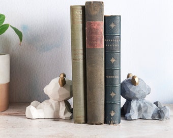 3d Geometric Concrete Teddy Bear Book Ends, available individually or as a pair and several colours available