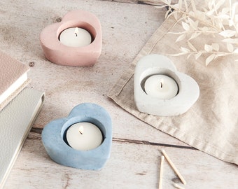 Heart Shaped Tea Light Holders, available in multiple concrete colours and perfect home decoration this Christmas